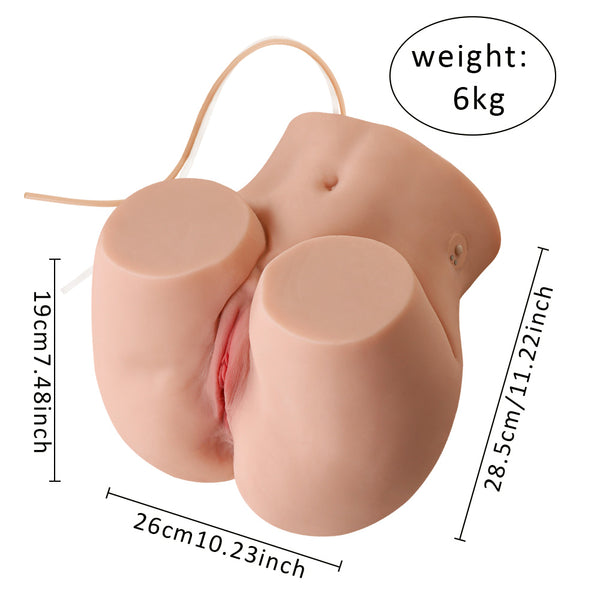 Dual channel realistic sex doll torso butt toy