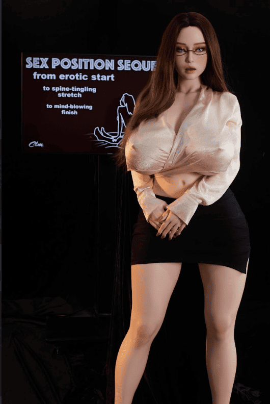 Lottie BBW teacher sex doll sitting pose with cleavage