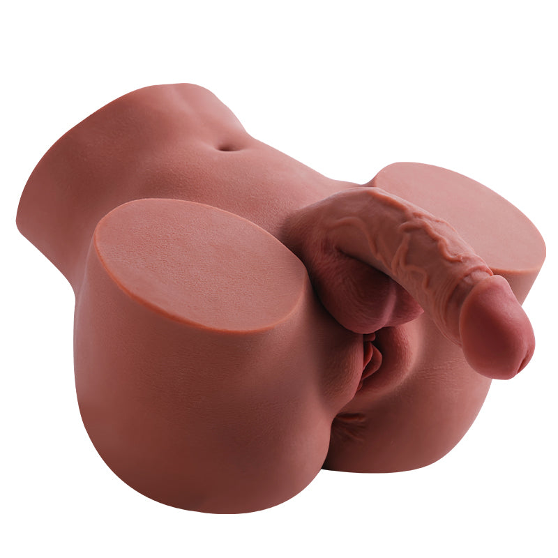 Hyper-realistic dark-toned male sex torso with veined 5.1 in shaft