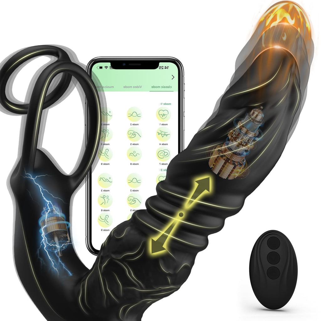 Vibrating Anal Dildo with Cock Rings